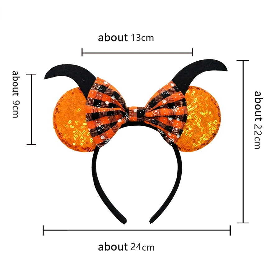 Halloween Mickey Mouse Ears Headbands Women Kids Party Hair Accessories Lilo Stitch Headband for Kids Sequins Bow Hairbands