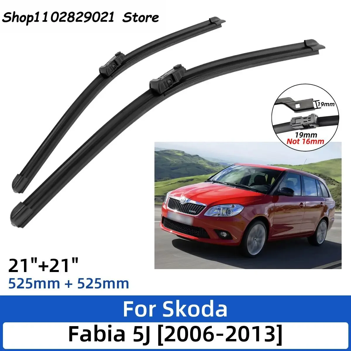 

2PCS For Skoda Fabia 5J Estate Combi 2006-2013 21"+21" Front Wiper Blades Windshield Windscreen Window Cutter Accessories