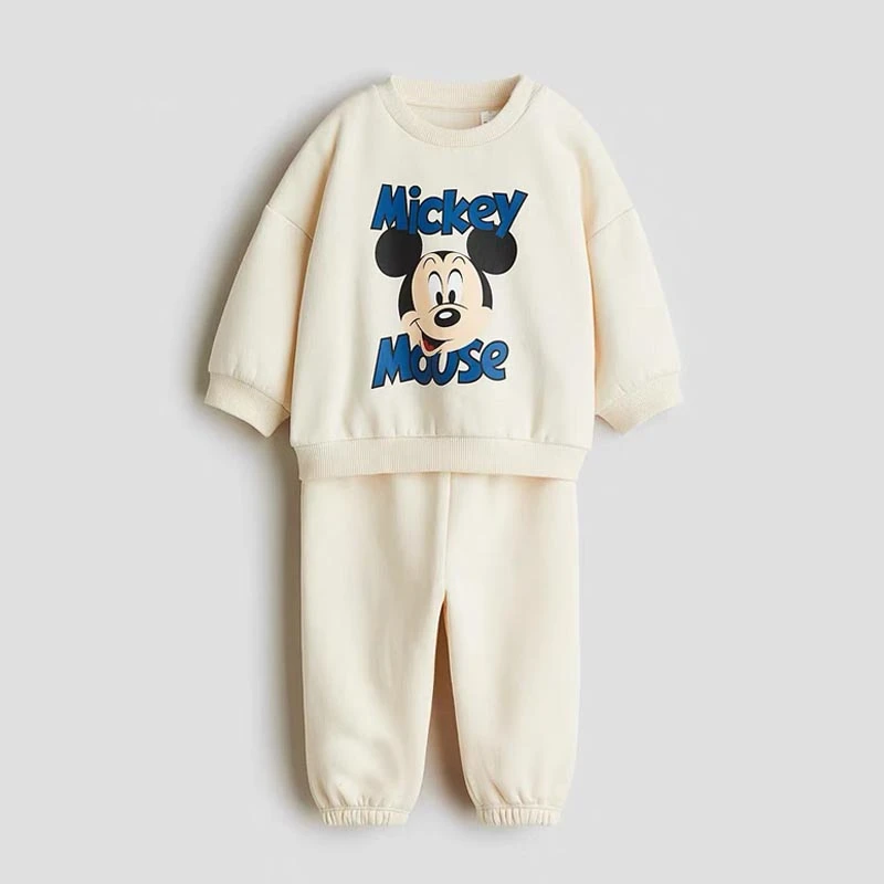 Disney Costume Boys And Girls Long Sleeve Outfits Mickey Mouse Tops Pants New Design Sweatshirt Loose Pants Two Piece Sets