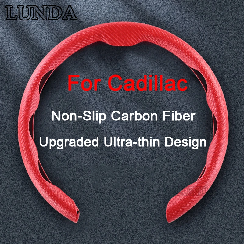 Nuevo protector para volante de coche, cubierta de refuerzo antideslizante de fibra de carbono para Cadillac CT5 XT5 XT4 XT6 ESV Escalade CTS XTS SRX ATS