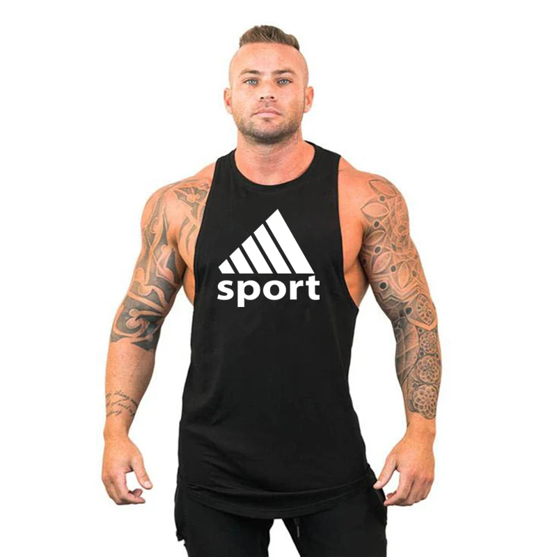 Muscular Man Sleeveless Sweatshirt Stringer Gym Top Men Men\'s Clothes Fitness Clothing Bodybuilding Shirt Vests Vest Singlet