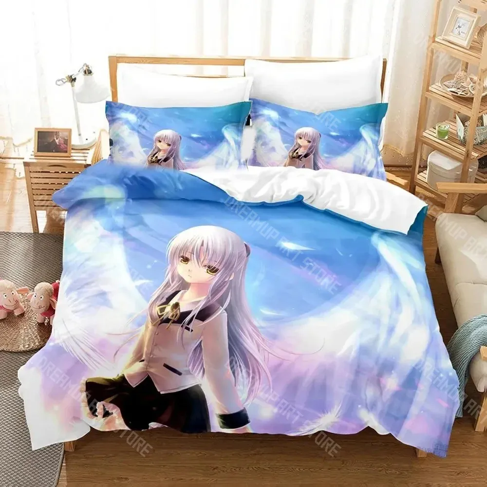 3D Printed Angel Beats Anime Bedding Set for Boys Girls Duvet Cover And Pillowcase Twin Queen King Full Single Double Sizes