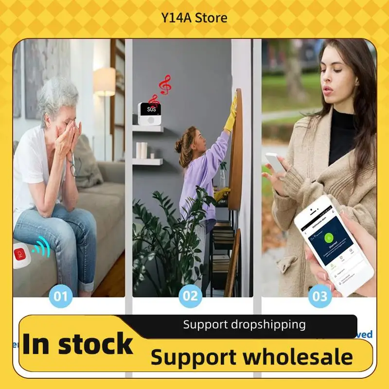 

Y14A 2X Wireless Wifi Elderly Caregiver Pager SOS Call Button Emergency SOS Alert System For Seniors Patients Elderly