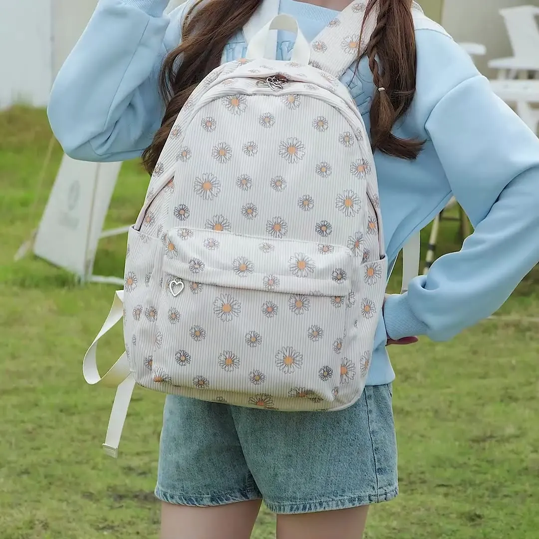 

School Backpack For Teens Large Capacity Corduroy Bookbag Girls Boys Casual High School College 14 Inch Laptop Travel Bag