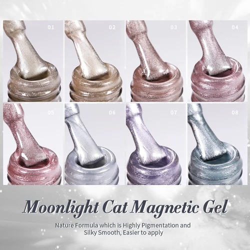 Imagen 2 del producto BORN PRETTY Cat-Juego de esmaltes de uñas en Gel con luz de luna magnética, 10ml, brillo, blanco, plata, luz de agua, Gel UV para remojar, manicura artística