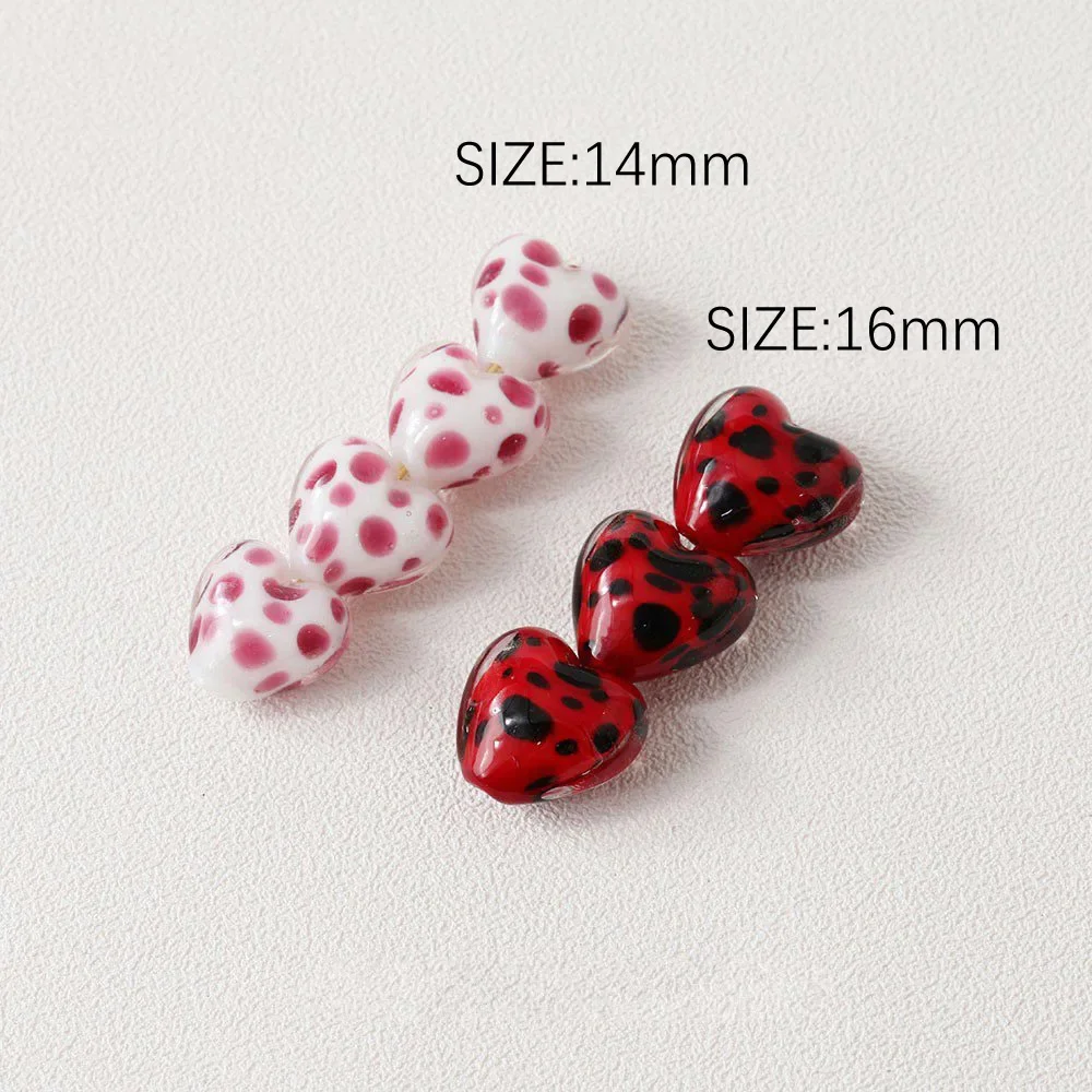 4PCS Heart Shaped Glass Beads Love Pendants Charms for Jewelry Making Necklace DIY Hand Made Supplies Accessories