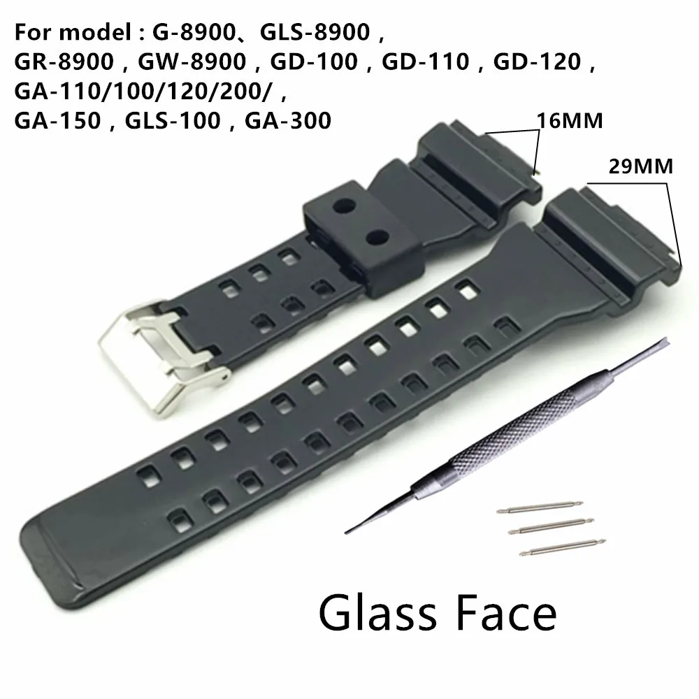 Suitable Brand for Gshock Watch Strap GA100/110/120/GD100/120/GA300/G-8900 Raised 16mm Replacement Watch Straps