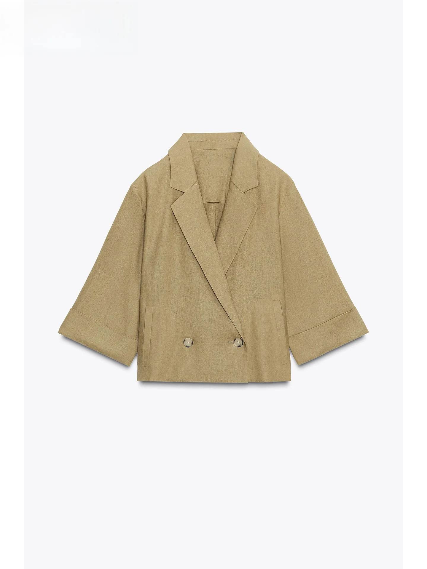 

ZAPRHA, осень 2023, новинка Sle, женский повседневный льняной костюм Jaet ort, двубортный, с откидным воротником и манжетами, Long Sve