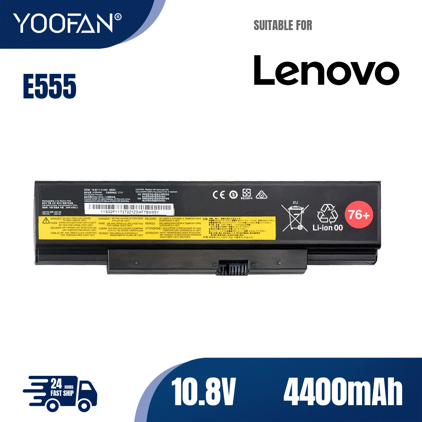 

YOOFAN батарея для ordenador портативный, аксессуары для Lenovo ThinkPad E555, E550, E550C, E560, E565C, 45N1759, 45N1758, 45N1760