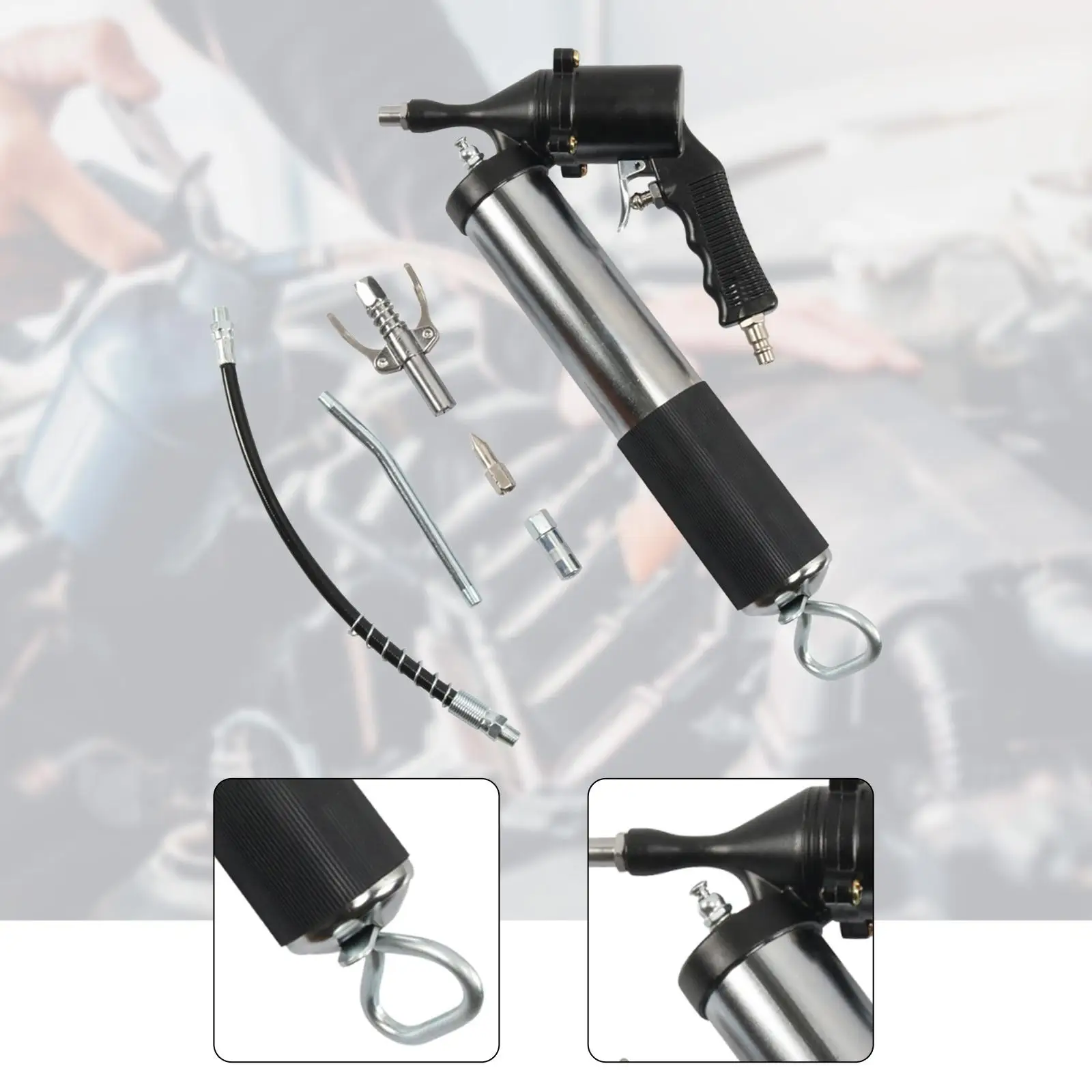 เครื่องมือจาระบีนิวเมติกเครื่องมือหล่อลื่นแรงดันสูงโลหะพร้อมท่ออ่อน