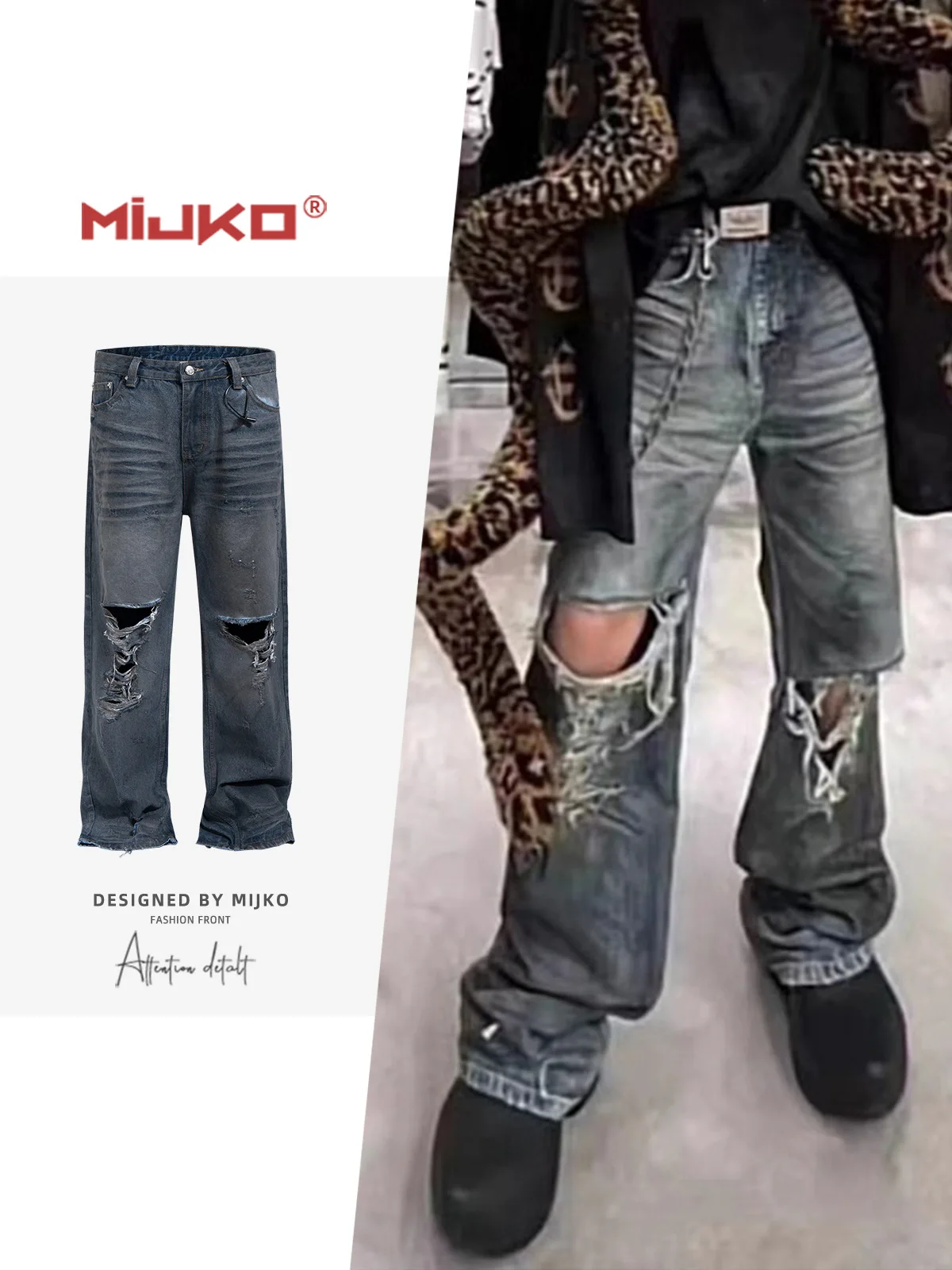 

Джинсы MIJKO Decayed Mud Dyed Destroyed Straight ZJ145