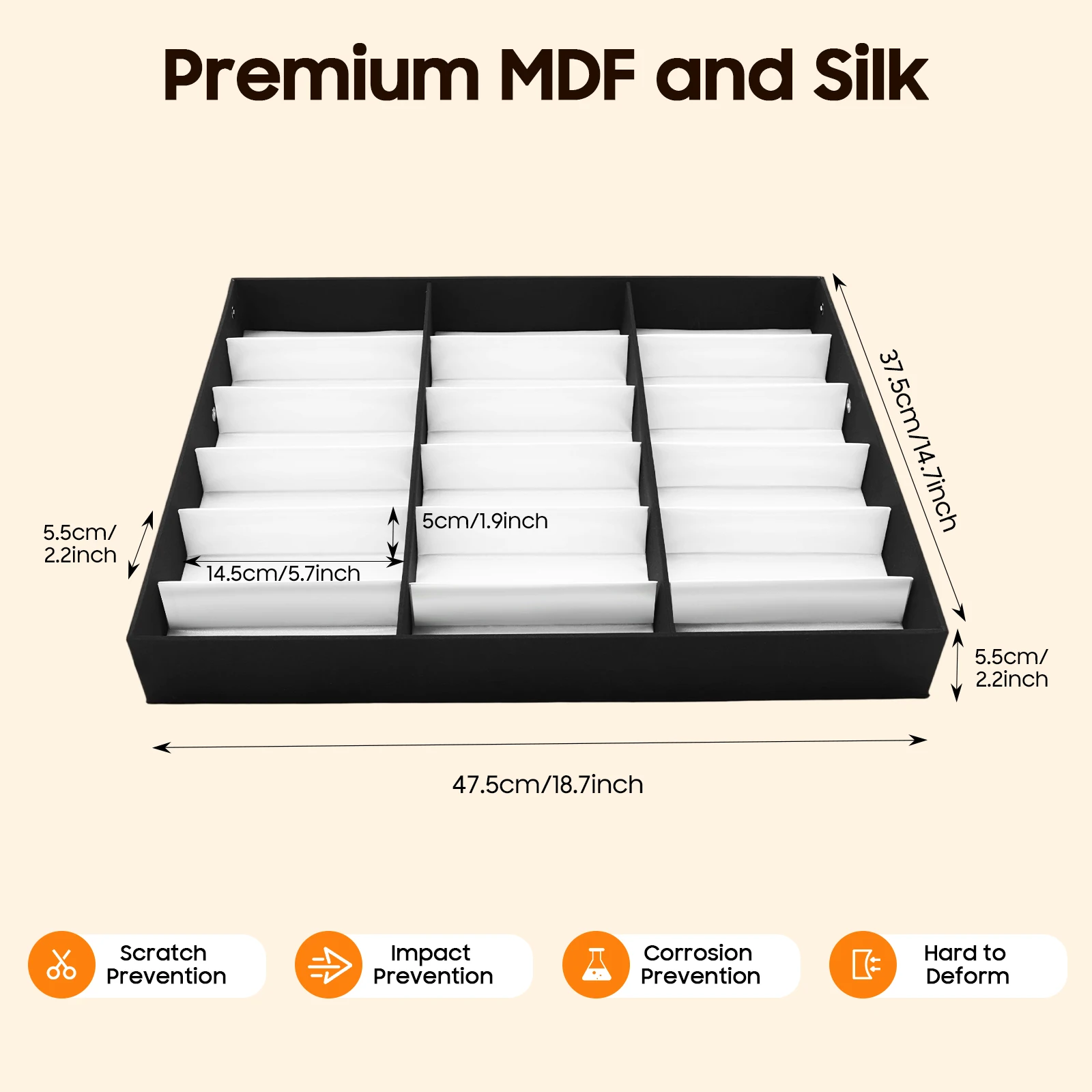 18 Slots Eyeglasses Storage Box, Tabletop Sunglasses Organizer Display Case, Glasses Holder, Glasses watches Collection Tray