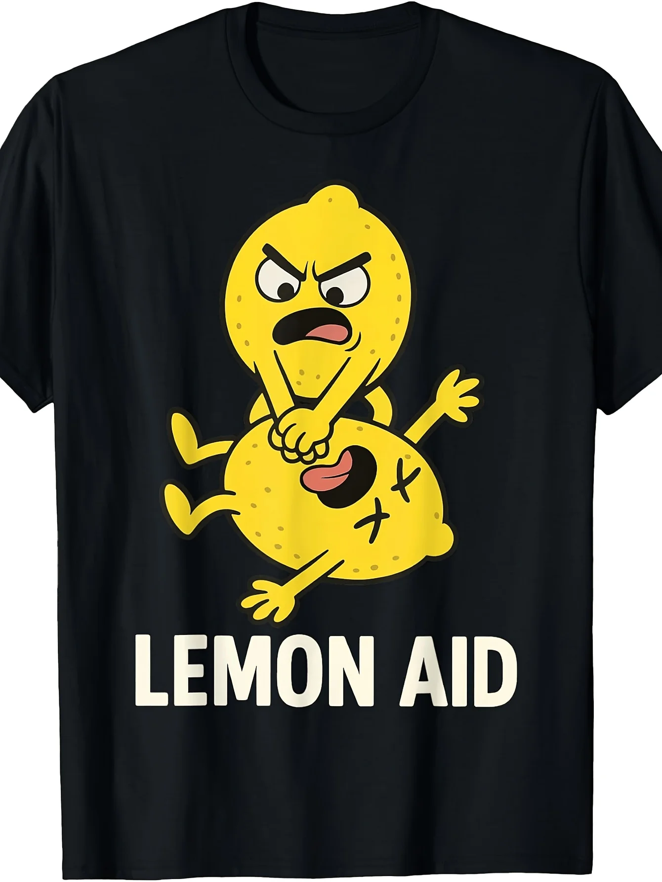 Lemon Aid Lemonade T-Shirt - Retro Lemonade Stand Graphic Tee with Lemon Print, Round Neck Casual Shirt Suitable for Year-Round Wear, Machine Washable Apparel for Themed Parties & Everyday Outfits