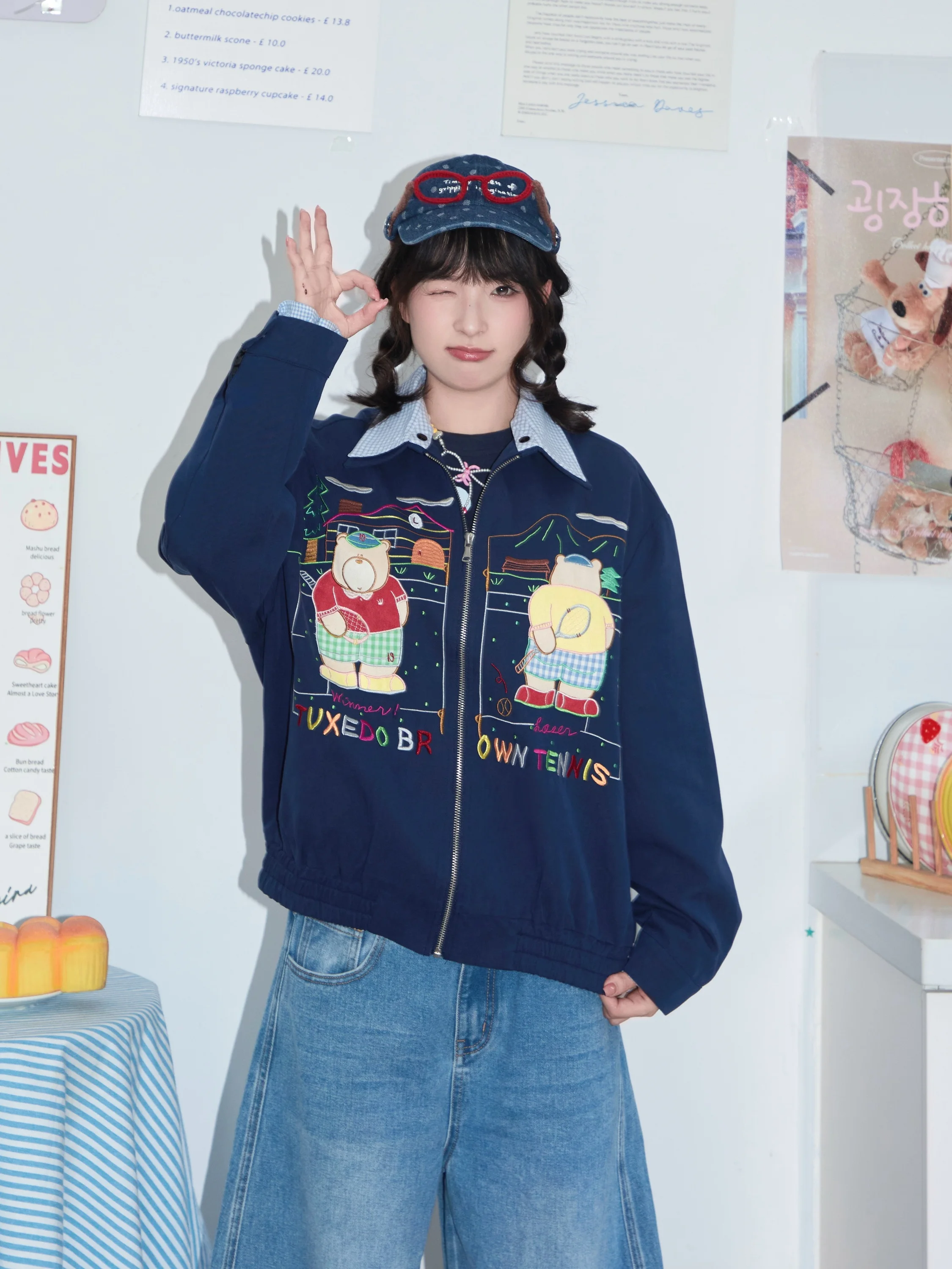 Robootoo Original Illustration Artist Cute Heavy Embroidery Detachable Collar Jacket Double Layer Children's Fun Autumn Outer...