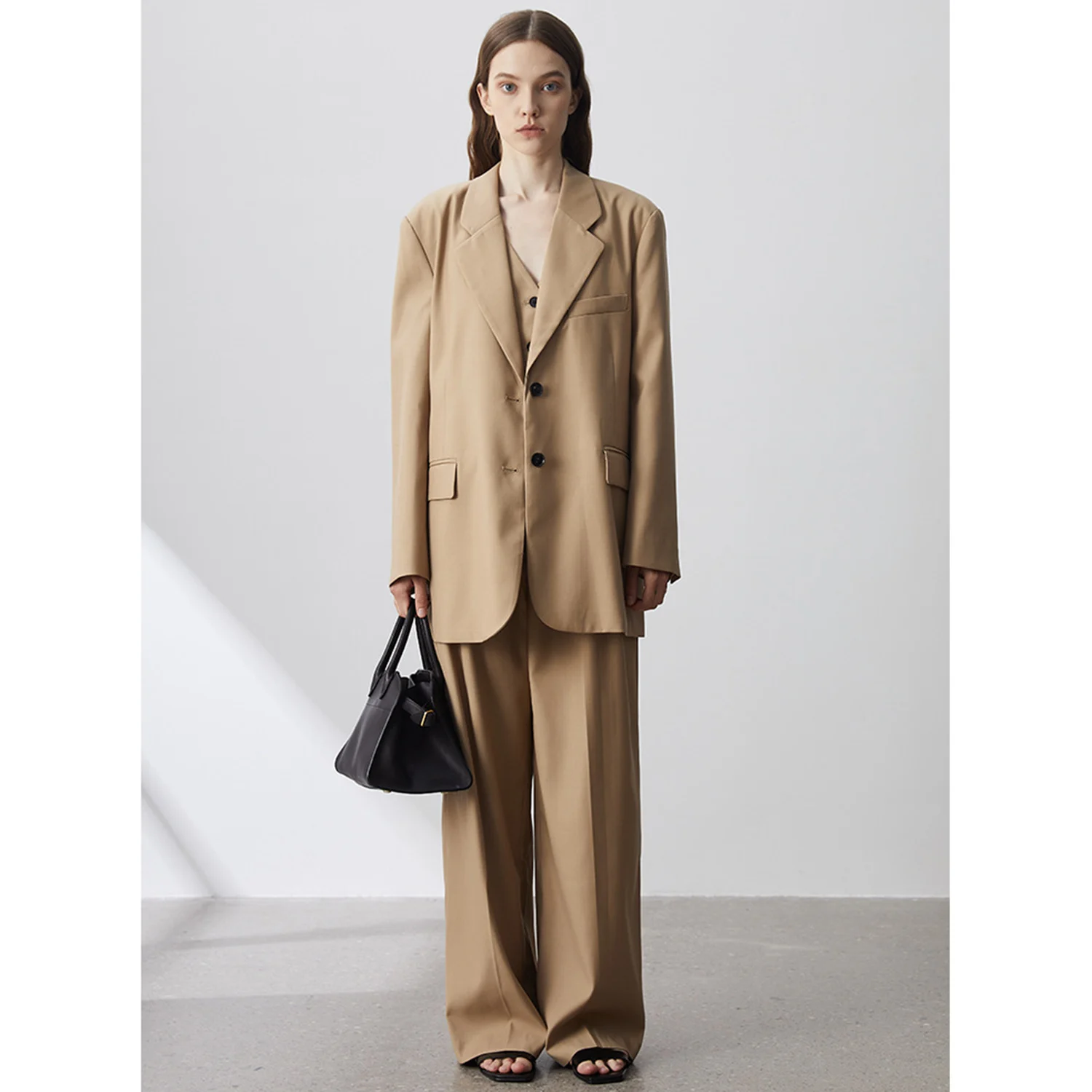 

Allingentle Women's 3 Piece Set 2-Button Blazer Vest Pantsuit Outfits Elegant Business Casual Customize