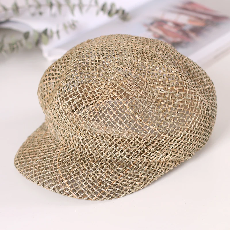 2022 Hand-woven fashion Straw Women Summer Thin Newsboy Cap  display picture 1