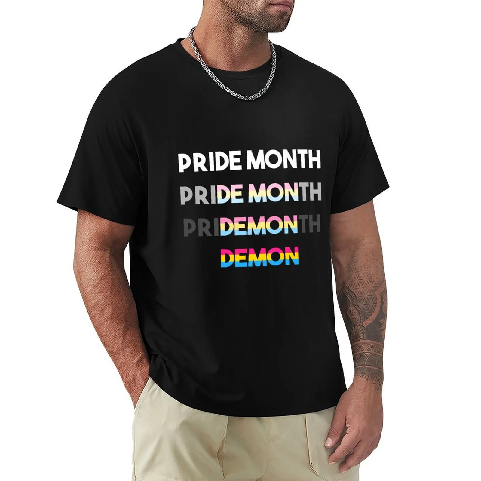 Pan Pride Demon T-Shirt tees shirts graphic tees black t-shirts for men image 3