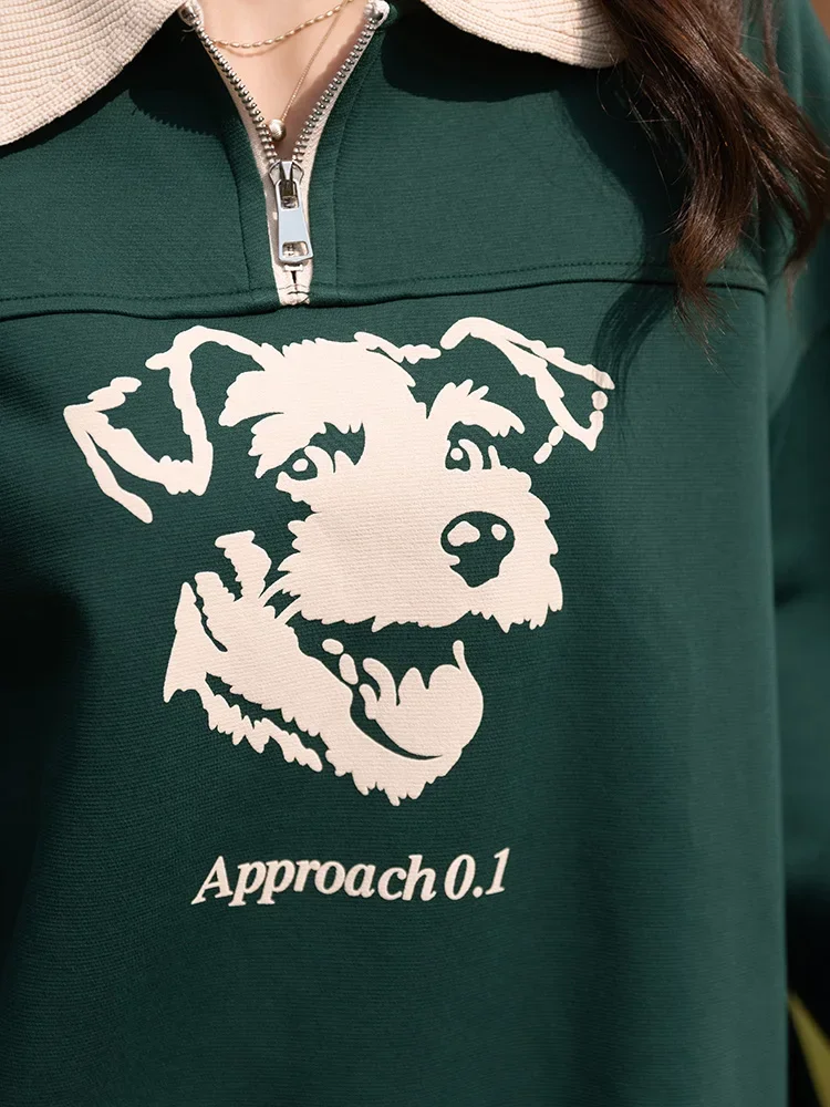 MISHOW Retro Hoodies Women Autumn 2023 Zipper Polo Collar Pullover Long Sleeve Printed Sweatshirts Casual Female Tops MXB36V0160