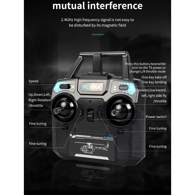 

C186 Max 4-канальный радиоуправляемый вертолет RTF 6-осевой гироскоп с одной клавишей для взлета/управления Режим 6G Аккумулятор 7,4 В USB 2,4G Передатчик Часть двигателя