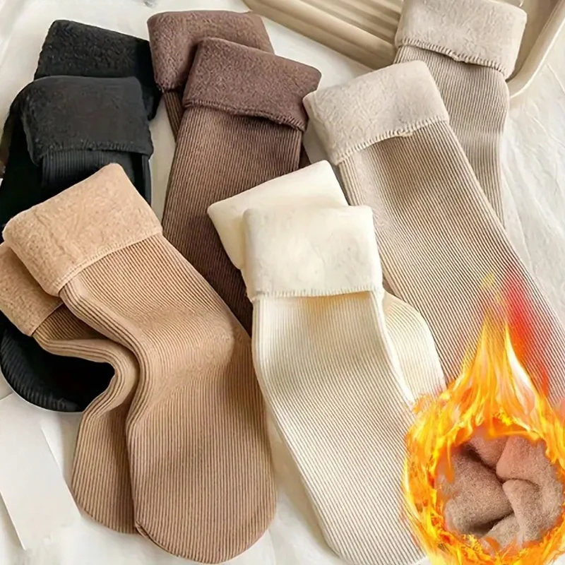 

Thermal Women Winter Thicken Wool Warm Socks Cashmere Wool Socks Knitting Snow Velvet Boots Home Floor Calcetines Mujer