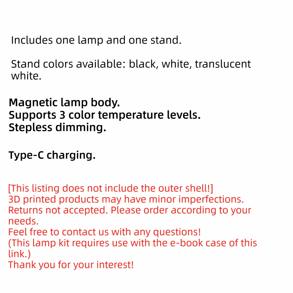 Magnetic Lamp Body Reading Light Supports 3‑color Temperature Modes Type‑C Charging E-Reader Accessories for XTEINK X3 X4