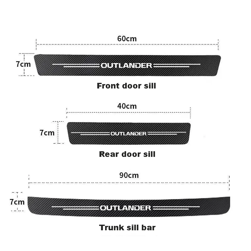 Car Door Threshold Scuff Plate For Mitsubishi Outlander 1 2 3 CUOW CWOW CWO 2003-2023 Carbon Fiber Car Trunk Rear Bumper Sticker