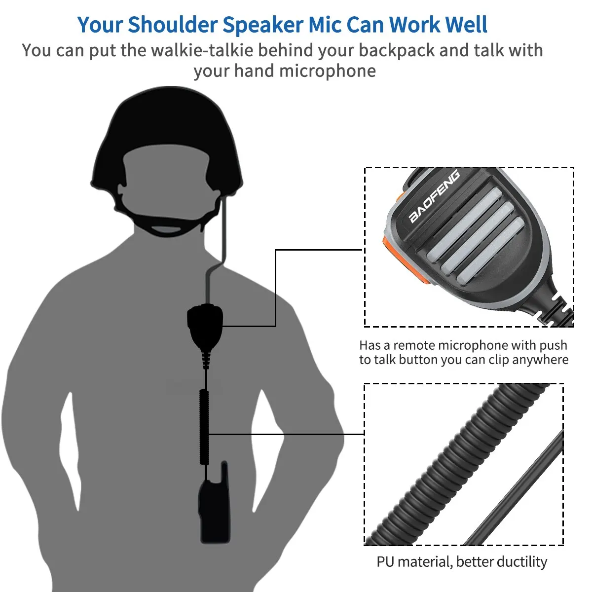 Micrófono externo Baofeng UV-K5 para walkie talkie portátil - imagen 2
