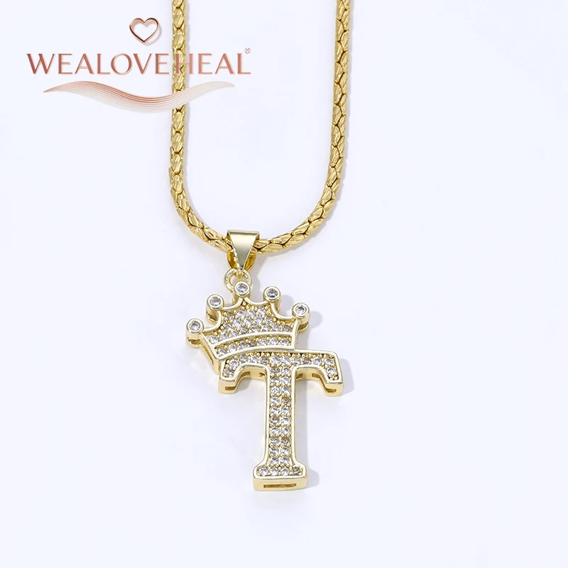 18K Vergoldete A-Z Kronen-Initial-Halskette, Iced Out CZ 26 Buchstaben-Anhänger-Kette, Personalisierter Hip-Hop-Schmuck Geschenk für Ihn und Sie – Detail 38