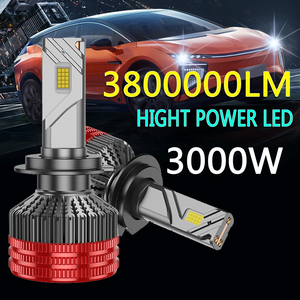 YBN LED 3000W Headlight Lamp Light for Vehicle Super Power Lighthouse 6500K 12v 24v 36V H7 H1 H3 H11 H8 H9 9005 9006 HB3 HB4