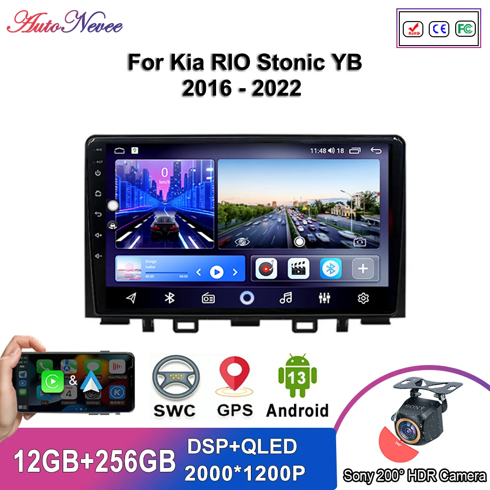 

Android 13 Multimedia For Kia RIO Stonic YB 2016 2017 2018 2019 2020 2021 2022 Car Radio Player GPS Navigation Screen No 2Din 5G