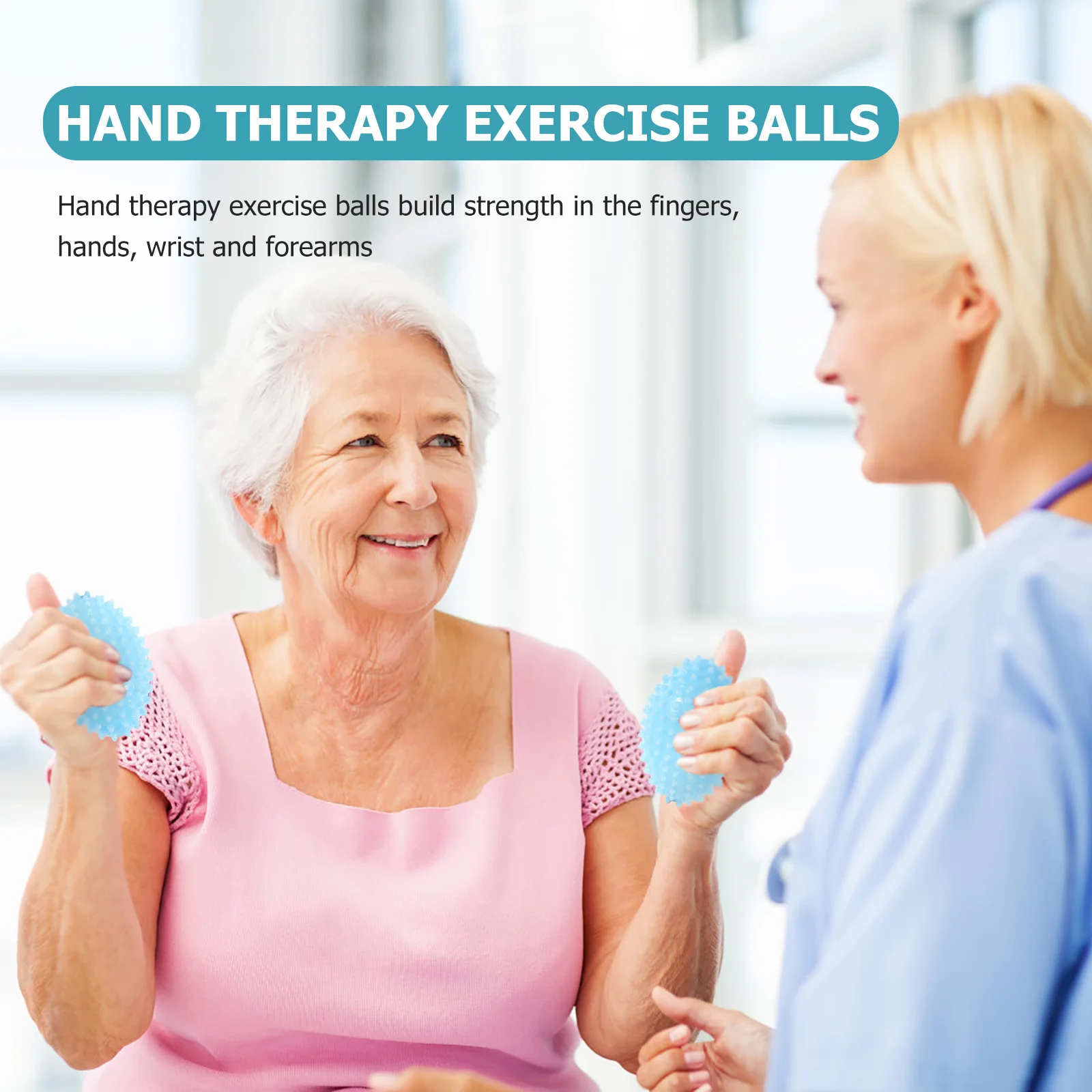 

2Pcs Grip Balls Professional Hand Therapy Exercise Balls Stress Relief Portable Design Tpr Nylon Material Fitness Rehabilitation