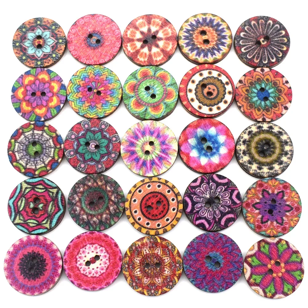 50PCS 2 Holes 15/20/25mm Wooden Buttons Craft for Scrapbooking Needlework Decor Wood Button DIY Clothes Sewing Accessories