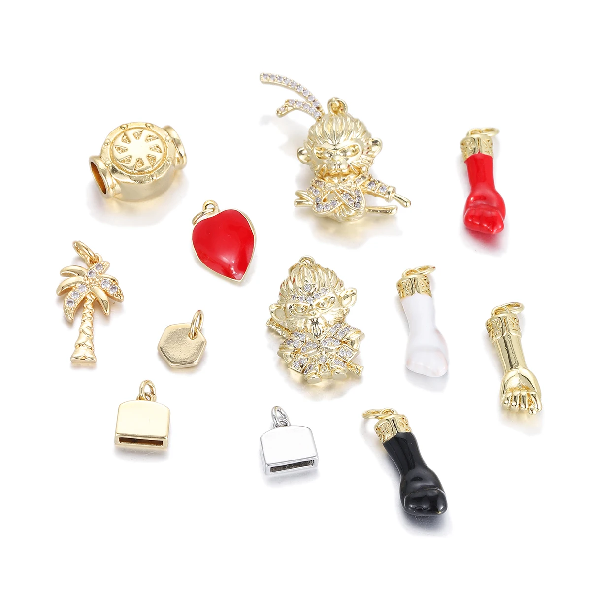 Monkey King Gold Plated Zircon Pendant Sun WuKong Charms for Jewelry Making Handmade Necklaces DIY Accessories