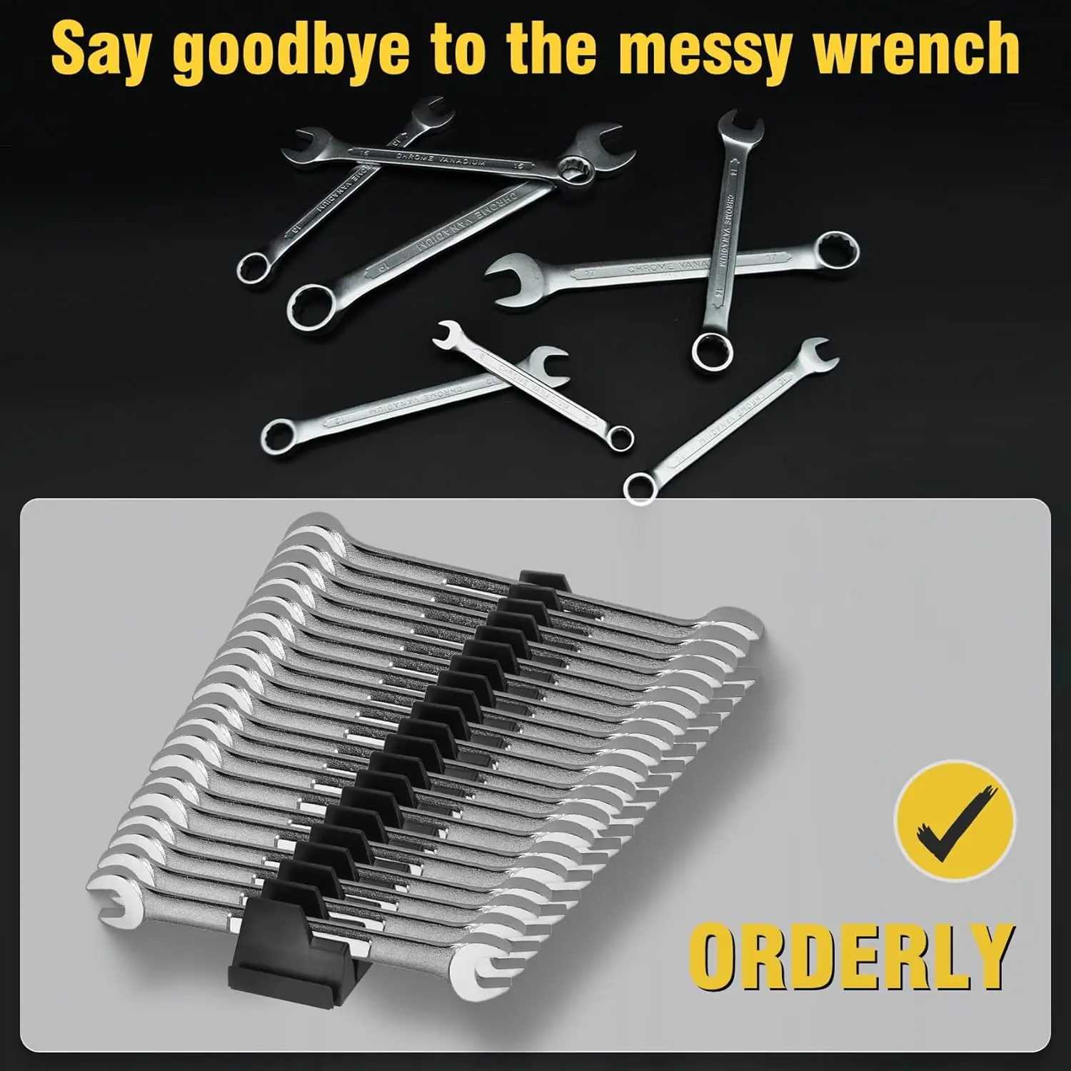 10Pcs Magnetic Wrench Organizer Easy To Install Practical Portable Tool Storage Shelf Wrench Holder for Tool Drawer Storage