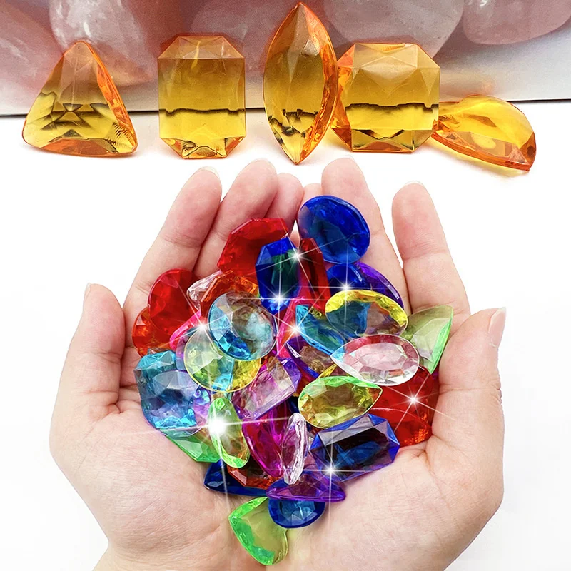 30Pcs Children's Gemstone Toy Crystal Diamond Girl Birthday Gift Colorful Stone Acrylic Diamond Treasure Chest Swimming Toys