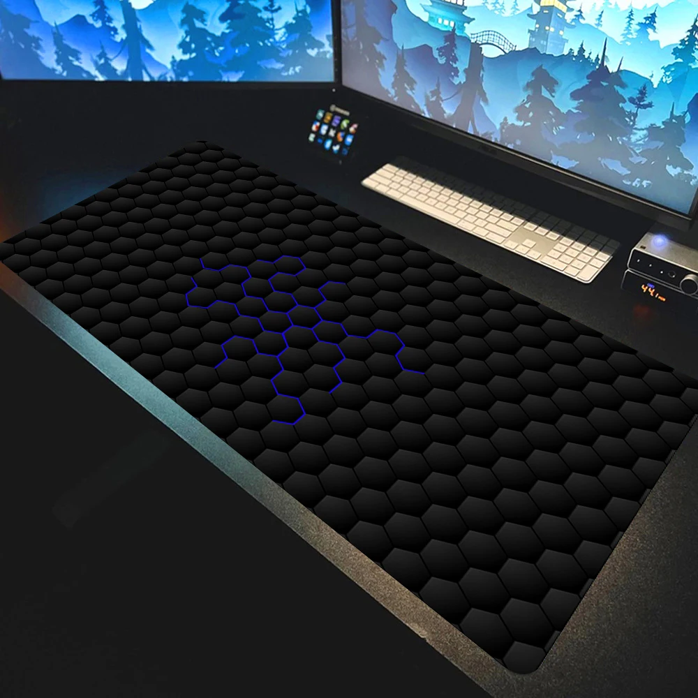 Black Mouse Mat Hexagon Cool Mousepad Computer XL Mouse Pads Keyboard Pads Gamer Soft Office Carpet Table Mat Non-Slip Mausepad