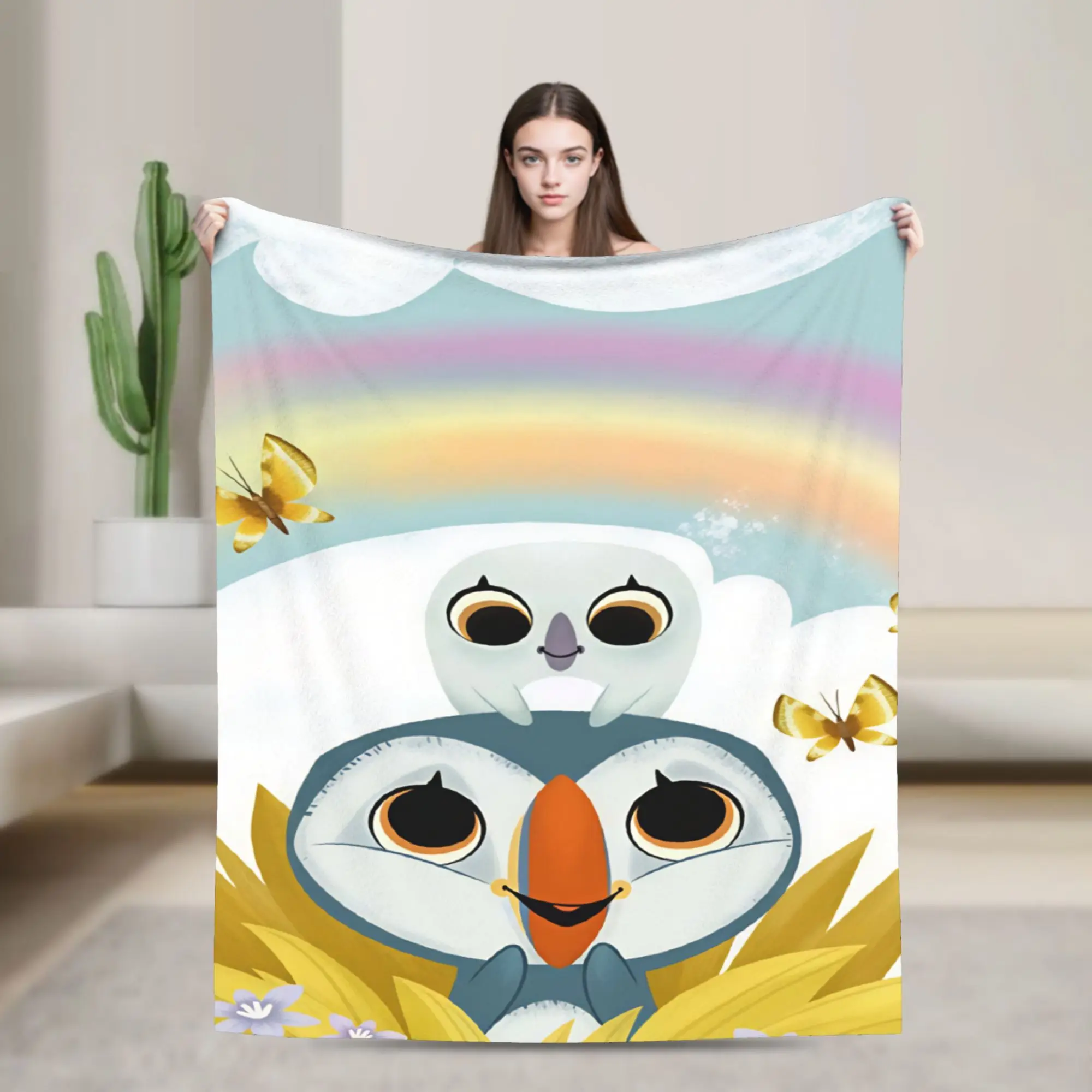 Puffin Rock And New Friends Plush Blankets Kids  Flannel Throw Blanket For Home Decor Warm Soft Design Quality Bedspread Gift
