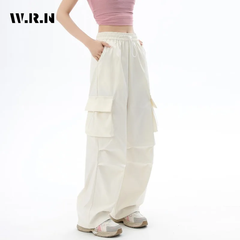 American Retro High Street Casual Overalls Loose Wide Leg Pants Women Y2k Trashy Solid Color Hip-hop Cargo Grunge Trousers