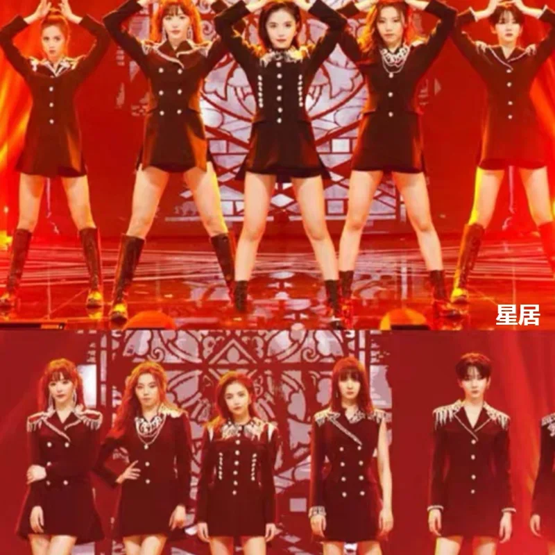 

Concert Sexy Shiny Black Blzaer Dress Dancer Costumes Women'S Grop Kpop Stage Outfits Jazz Clothing Stage Performance Clothes