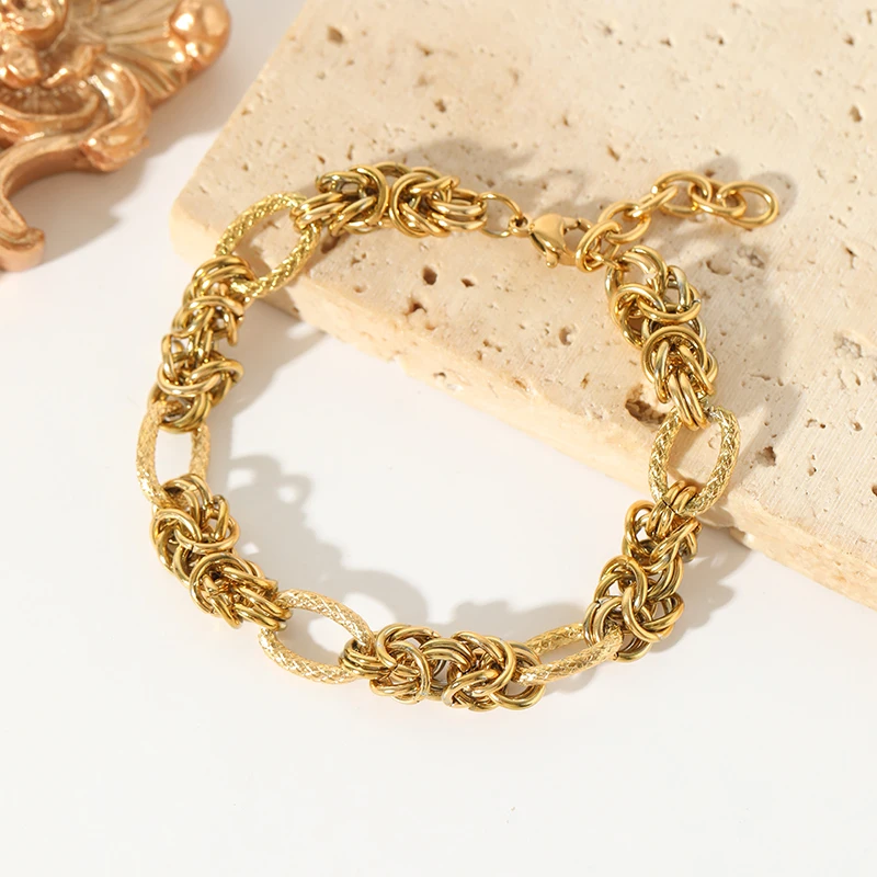 EILIECK-pulsera trenzada de acero inoxidable 316L para mujer, brazaletes chapados en oro de 18K, cadena de muñeca, joyería impermeable, regalo de