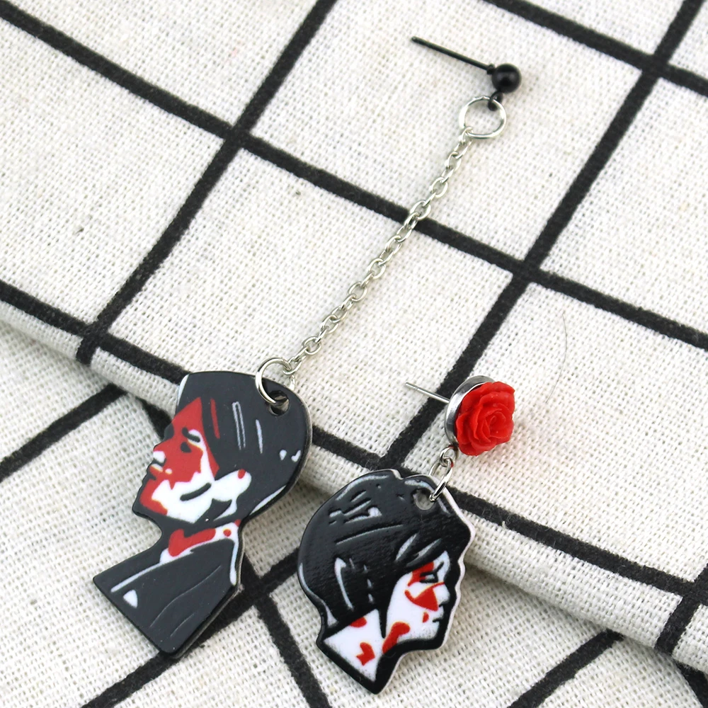 Rock Band My Chemical Romance Mismatch Earrings Music Band MCR Three Cheers Rose  Dangle Earring Aesthetic Dark Romantic Jewelry