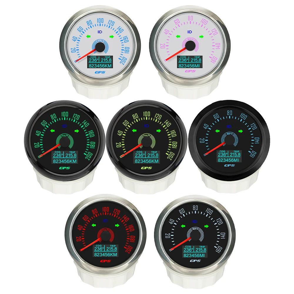 

ELING 85 мм GPS-датчик скорости 0-160MPH 0-200 км/ч одометр-штатив с 7 цветами подсветки 9-32 В для автомобиля, лодки, мотоцикла, универсальный