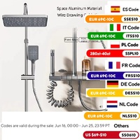 Space Aluminum Shower Set, Digital Display Faucet Set , Piano Button with Ambient Light, Bathroom Faucets, Shower Head