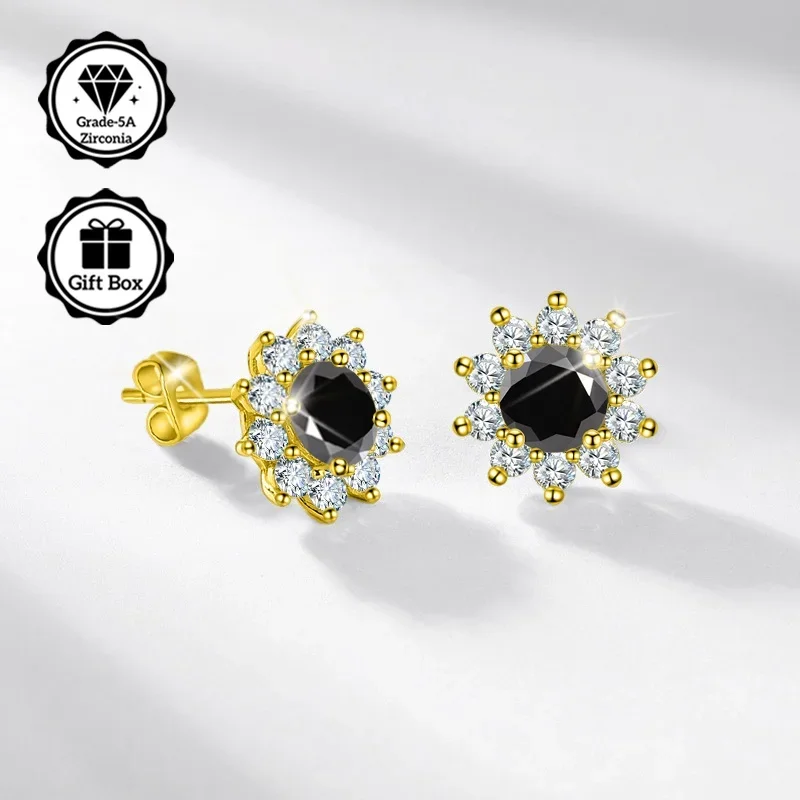 

LAMVOICE jewelry for women/stud earrings with 1 carat zirconia Hypoallergenic earrings christmas gift high quality jewelry