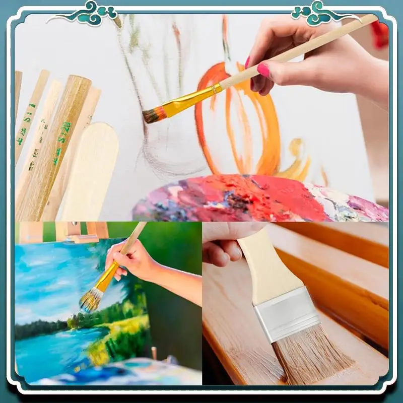 

7 Pieces Paint Brushes For Acrylic Painting Mop Brush With Wooden Handle Crafts Face Body Art Oil Painting Easy To Use