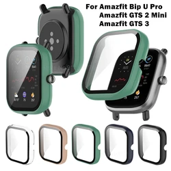 Capa de proteção de tela cheia para xiaomi huami amazfit bip u/u pro/gts 3/gts 2 mini protetor de relógio pc + capa de vidro temperado