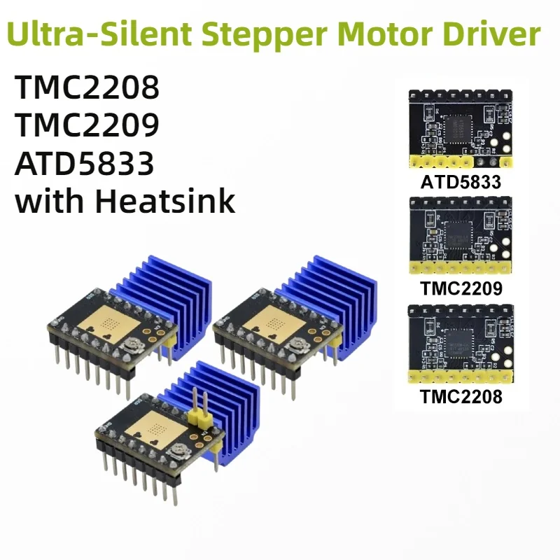 TMC2208 TMC2209 ATD5833 Stepper Motor Driver Module Ultra‑Silent with Heatsink 3D Printer Parts Accessories