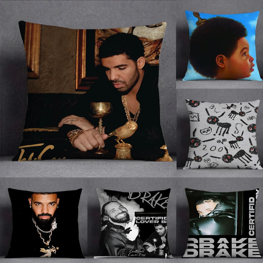 D-Drake For All the Dogs Pillow Case Square Double-Sided Printing Short Plush Sofa Cushion Cover Bedside Pillow