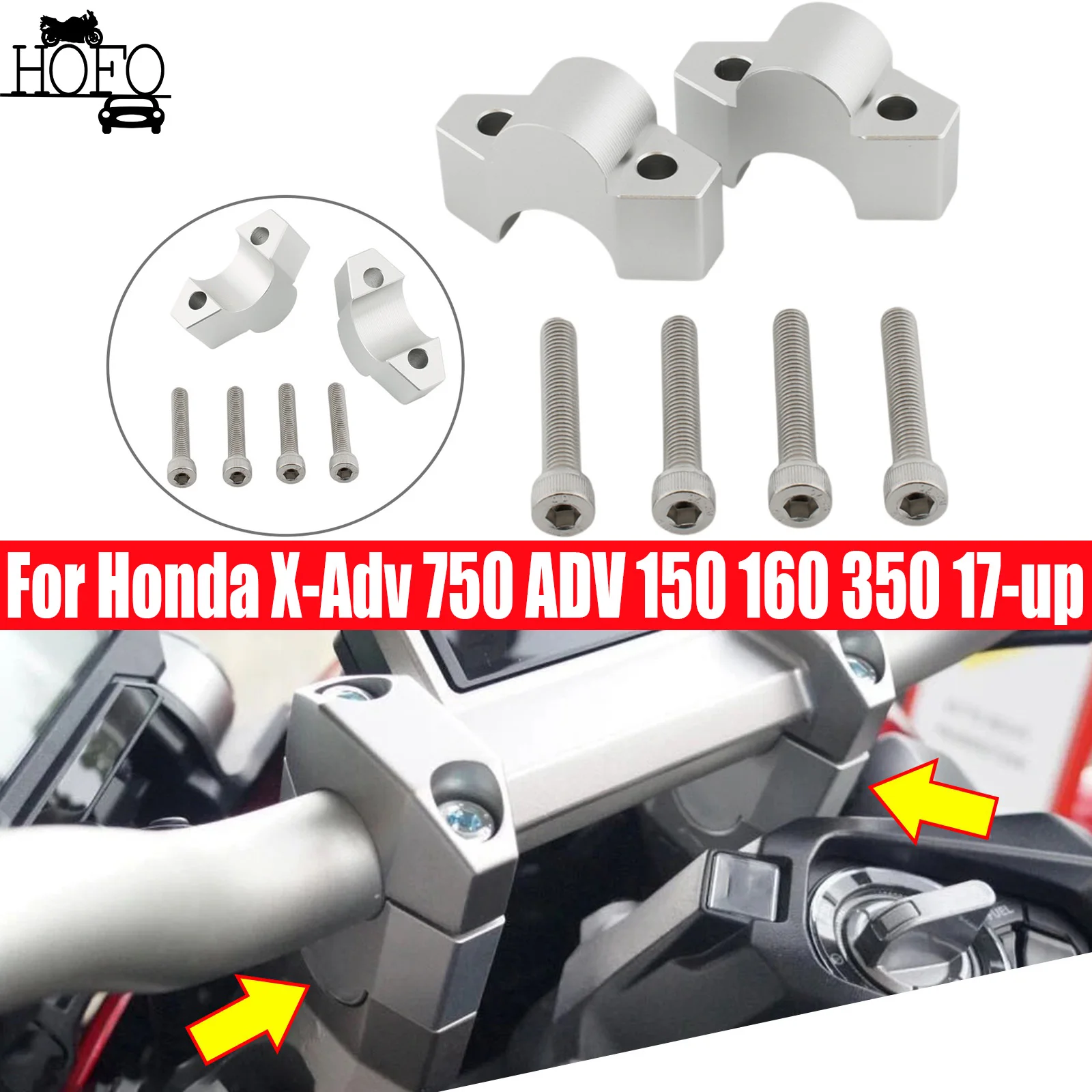 

Motorcycle Handlebar Riser Clamp Extend Adapter For Honda X-Adv 750 ADV 150 160 350 17-up