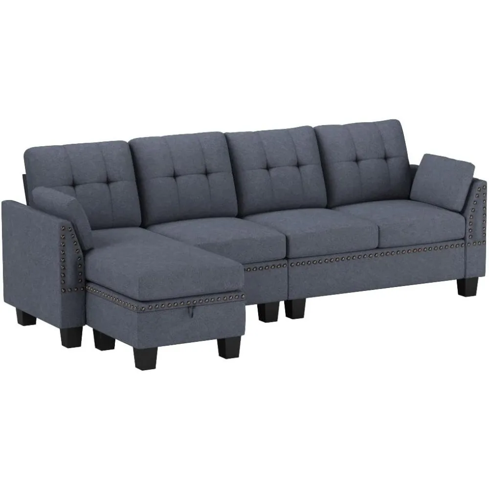Convertible Sectional Sofa L Shaped Couch Reversible Sectional for Small Apartment,50"D x 101.6"W x 33.5"H, Living Room Sofas image 2